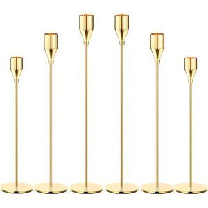 6Pcs Lemon Gold Candle Holders,Set of 6 Tall Taper Gold Candlestick fit 3/4"